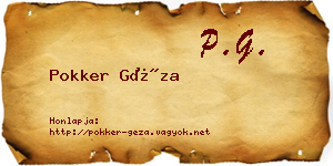 Pokker Géza névjegykártya